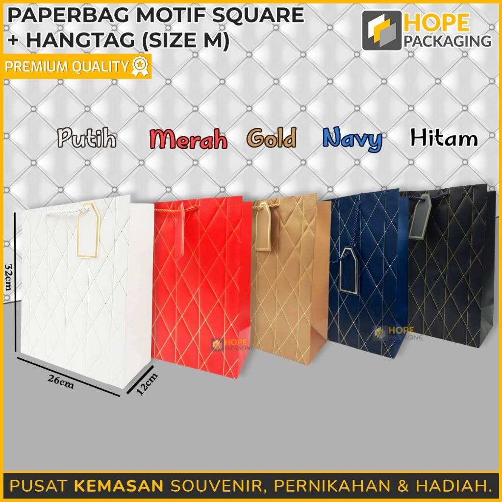 

Paperbag Square + Hangtag/ Tas Kado Souvenir Motif Mewah Tebal + Tali Estetik