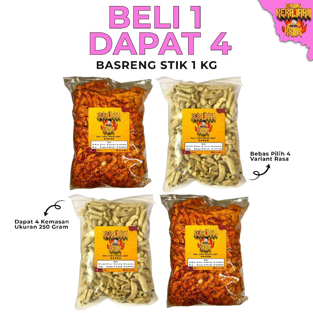 

KERAJAANKRIUK - PROMO Beli 2 Gratis 2 BASRENG 1KG Basreng Stik Rasa Original 250gr Pedas 250gr Balado 250gr Bebas Pilih 4 Varian Cemilan