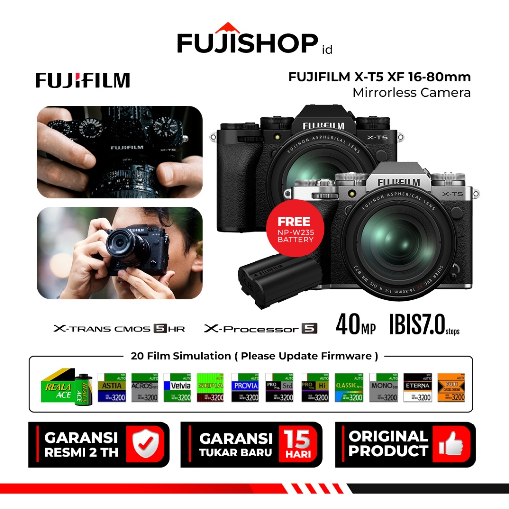 Fujifilm XT5 Kit 16-80mm Fujifilm X-T5 XF16-80mm Garansi Resmi