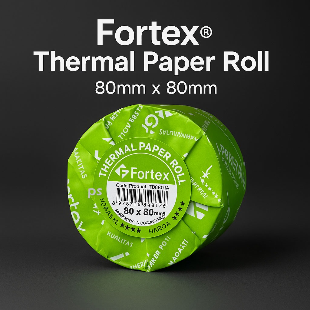 

Thermal Paper Roll Fortex 80x80 – Kertas Struk Kasir Berkualitas Tinggi