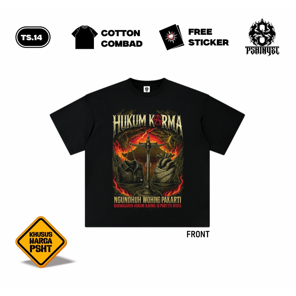Kaos Hukum Karma Psht Desain Terbaru Baju Distro Pria Wanita Unisex Original PSHTNYEL Cotton Combed