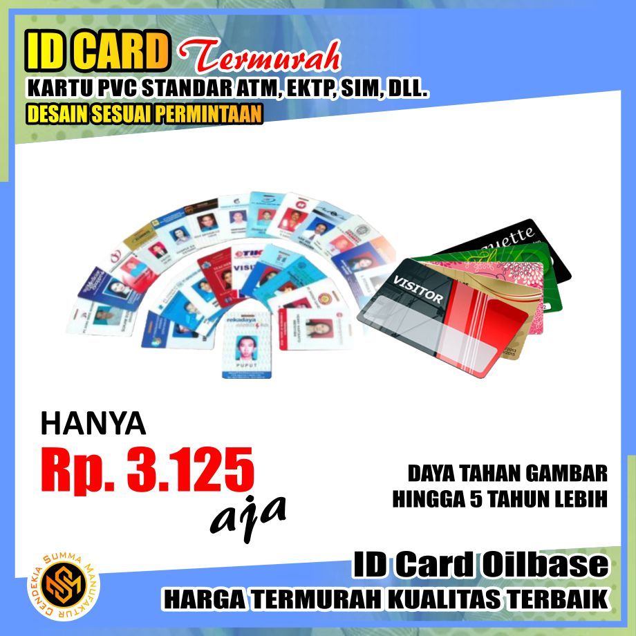 

ID Card Berkualitas Bahan PVC standard ATM EKTP SIM Kartu Identitas Member Anggota Karyawan Parkir Siswa Pelajar Santri Mahasiswa Panitia Perpustakaan Tiket Kupon Diskon