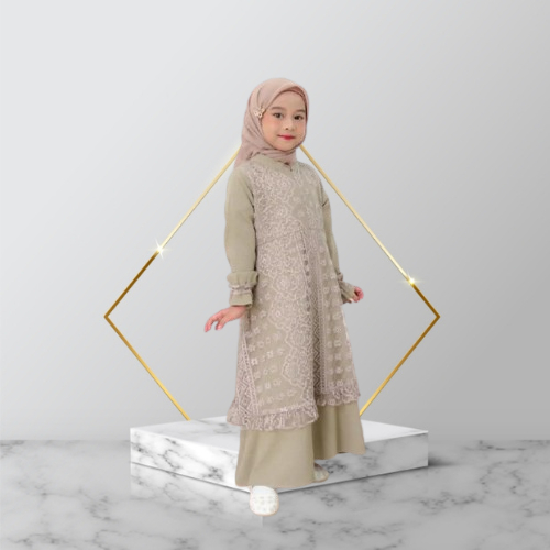 Gamis Anak Usia 7 s/d 10 thn Alvira Kids Dress Full Brokat Gamis Anak Perempuan 2025 Model Terbaru