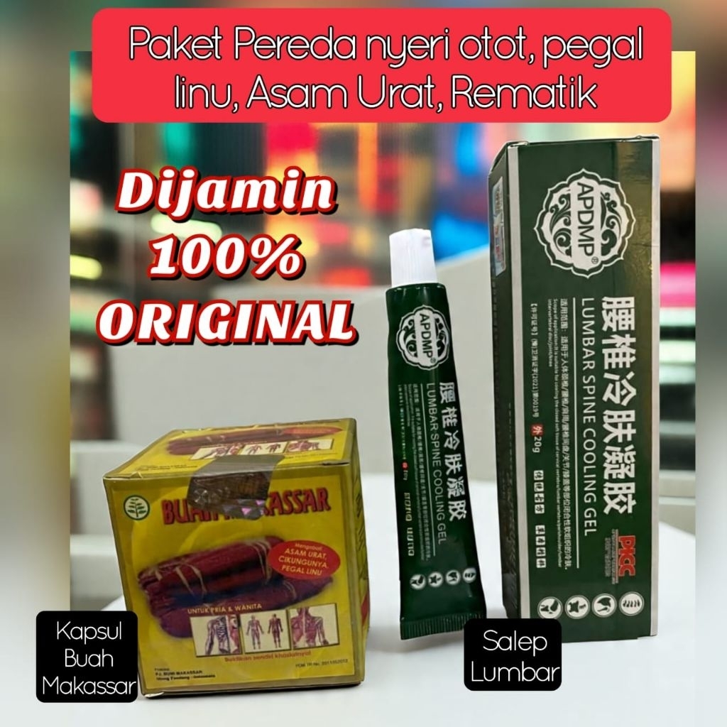 Paket hemat ( Buah Makassar + Salep Lumbar) Kapsul buah Makassar BPOM Dijamin 100% Original Asli men
