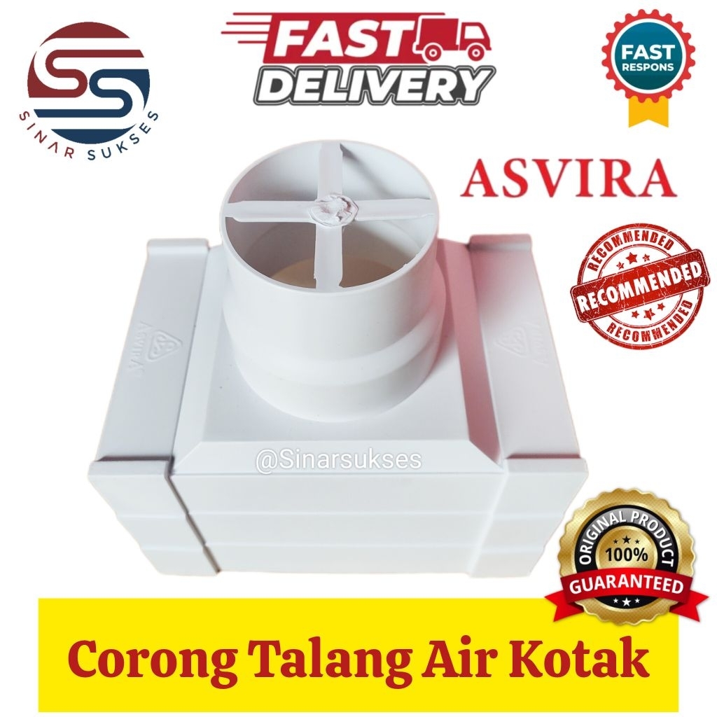 Corong Talang Air Putih Kotak Asvira/ Corong Talang Kotak/ Corong Kotak PVC/ Corong Pipa Talang