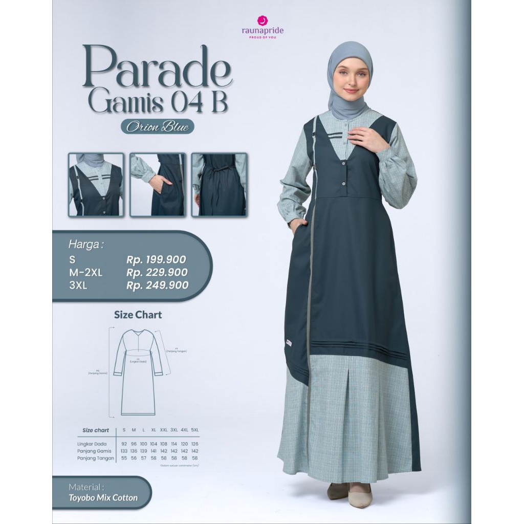 BAJU GAMIS RAUNA KATUN MIX TOYOBO POLOS KOTAK ABG DEWASA BUSUI SERAGAM