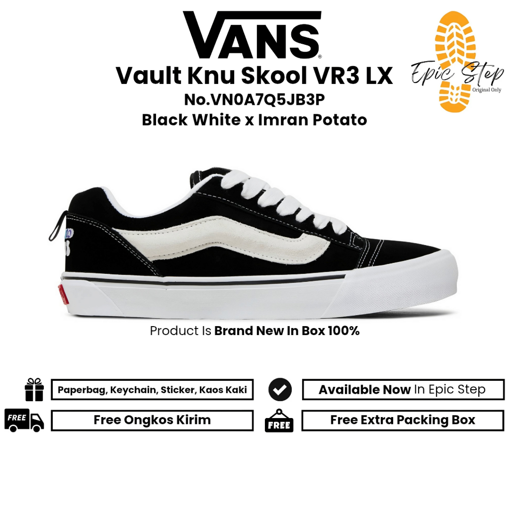 Sepatu Vans Vault Knu Skool VR3 LX Imran Potato Black White Original
