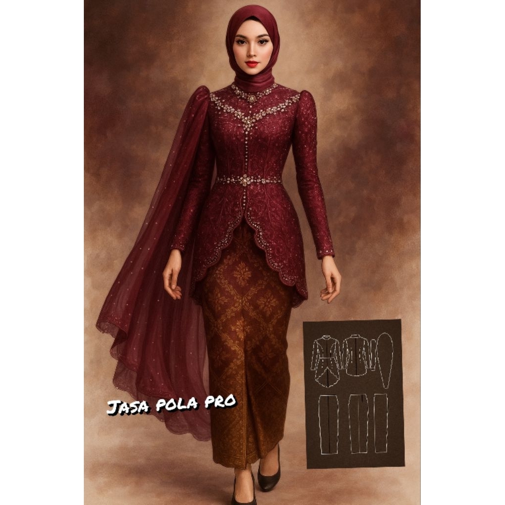 pola instan kebaya dan rok pola jiplak pola kebaya terbaru dan modern