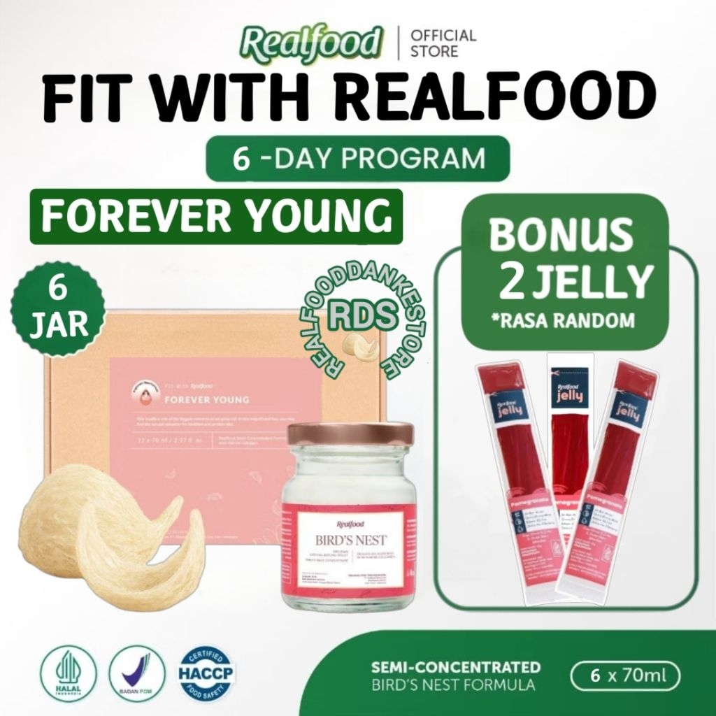 

Realfood Forever Young Kolagen Trial 6 Botol Bonus Jelly ( Minuman Sarang Burung Walet ) RDS