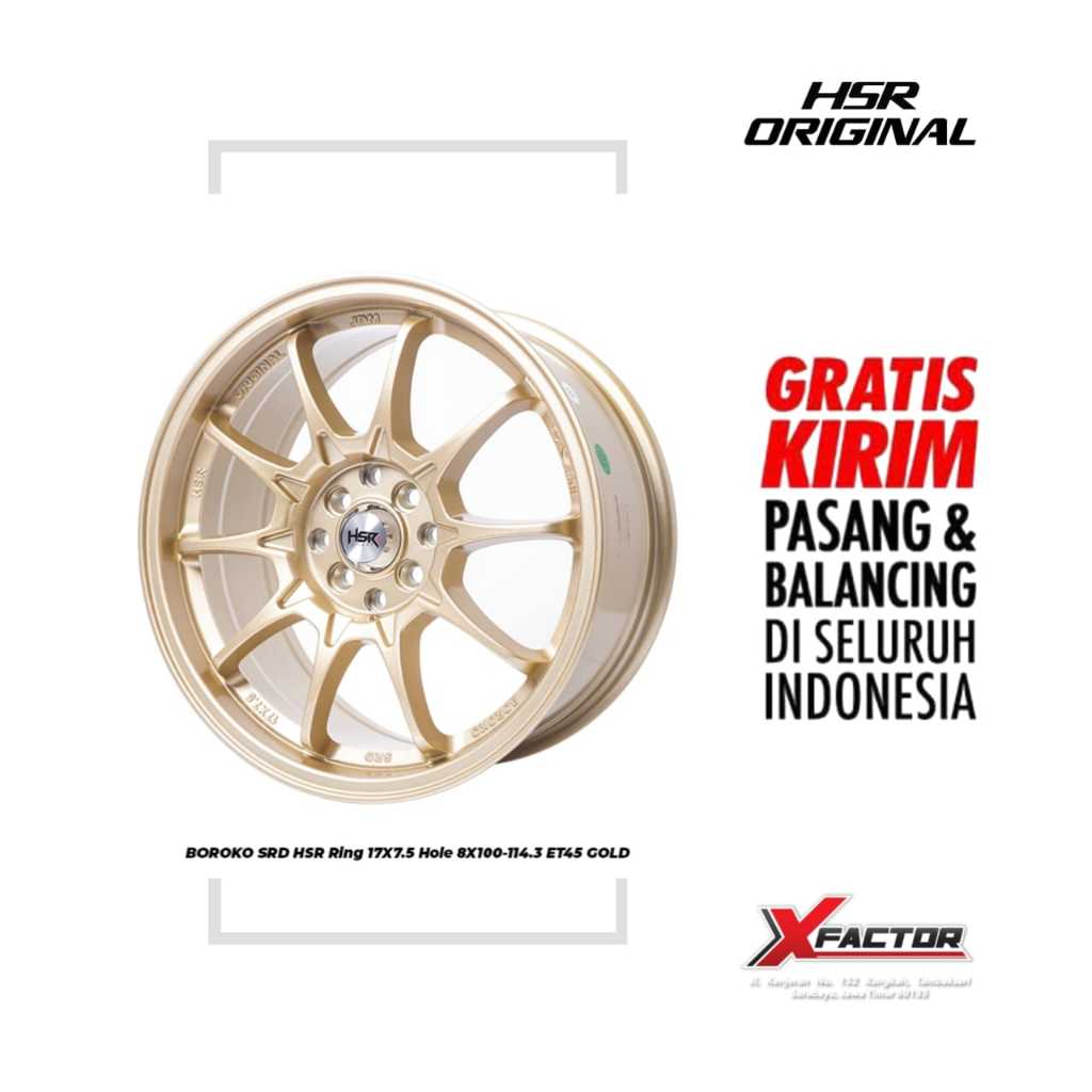 VELG MOBIL HSR R17 HSR BOROKO SRD R17X7,5 H8X100-114,3 ET45 GOLD