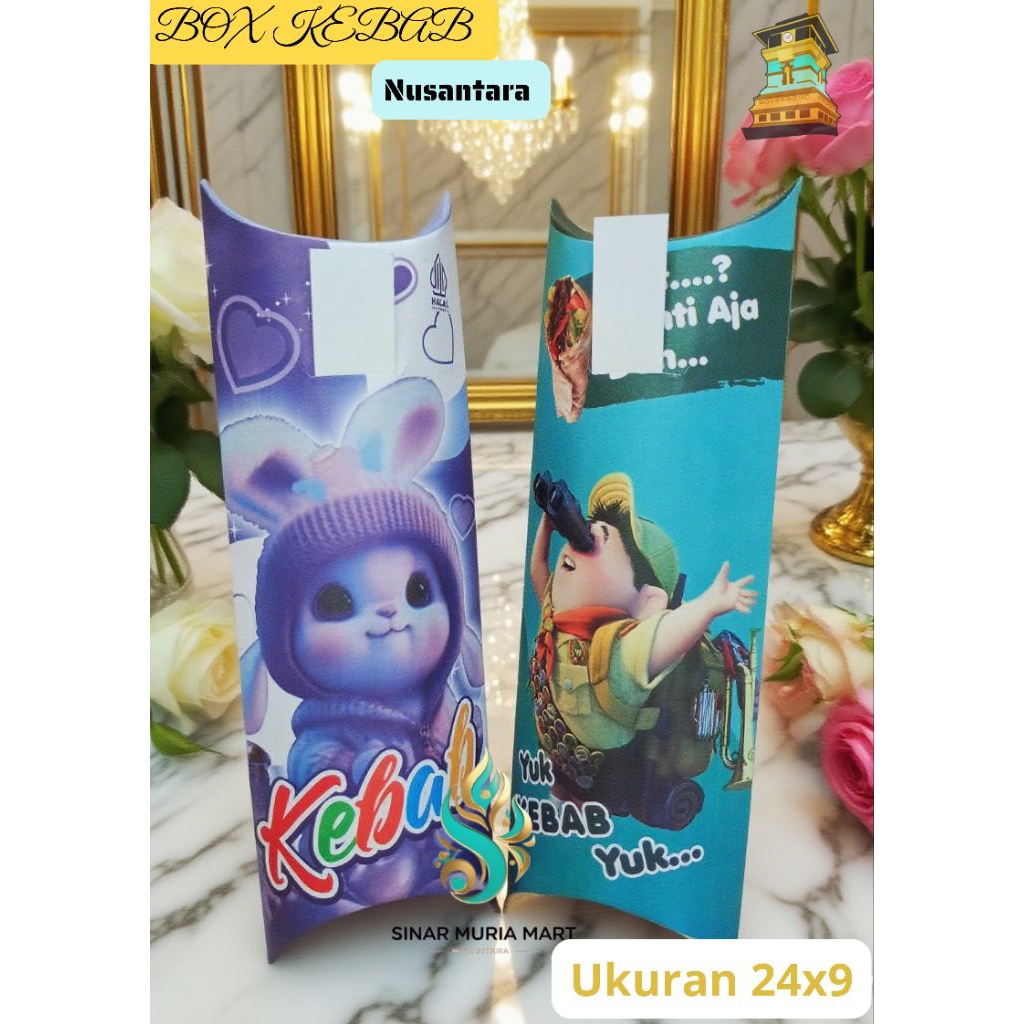 

(PREMIUM 9x24)Kertas kotak bungkus kebab delicious,Dus kemasan kebab Gemoy,100 Lembar