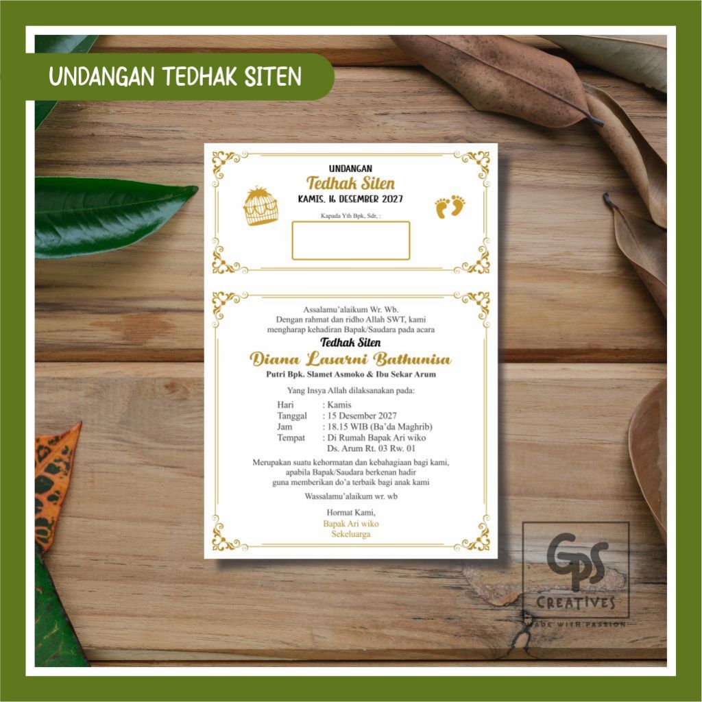 Undangan HVS Tedhak Siten Dundunan