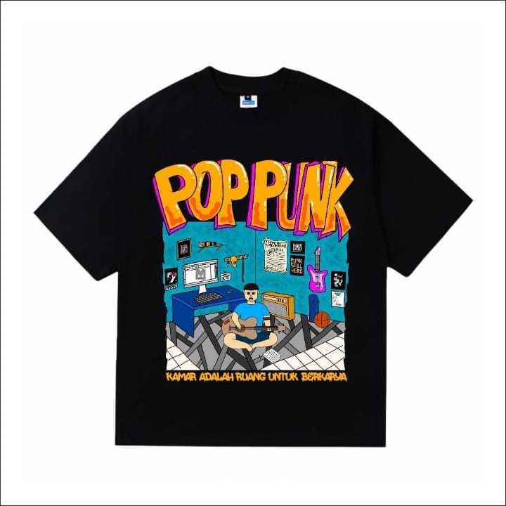 Ganzet store T-shirt POP PUNK unisex bahan katun 24s kaos musik lengan pendek pria dan wanita