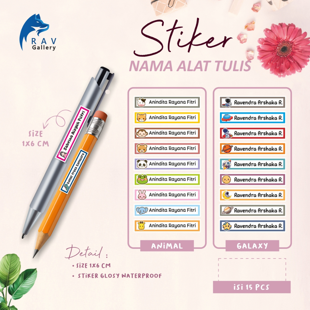 

CETAK LABEL STIKER PENSIL / ALAT TULIS NAMA ANAK MAPEL CUSTOM TINGGAL TEMPEL ISI 48 BANYAK PILIHAN