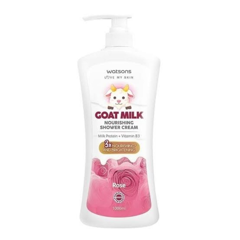 Watsons Goat Milk Nourishing Rose Shower Cream 1Liter / 1000ml / Sabun Mandi Cair Watson Jumbo Susu 