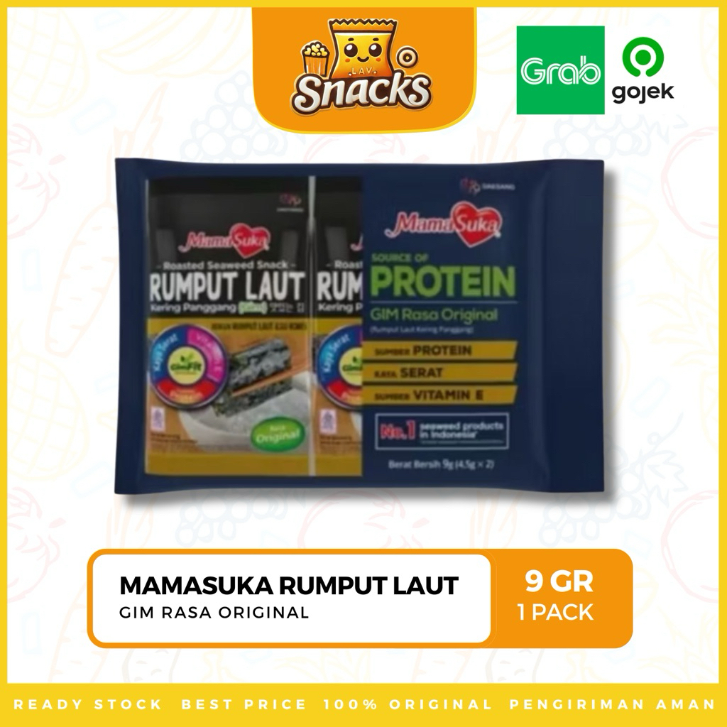 

Lav.Snacks︱MamaSuka Rumput Laut Gim Original 9GR - 1 PACK
