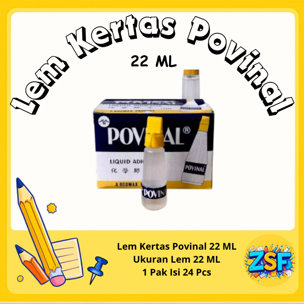 

Lem Kertas Cair Lem Kertas Kuat Lem Povinal Kecil 22 Ml Lem Povinal Besar 75 Ml