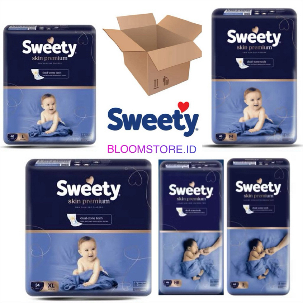 PAKET 1 DUS 4 BAL SWEETY Skin Premium Pant Pants Tape Popok Bayi Celana Perekat Baby Diaper Diapers 