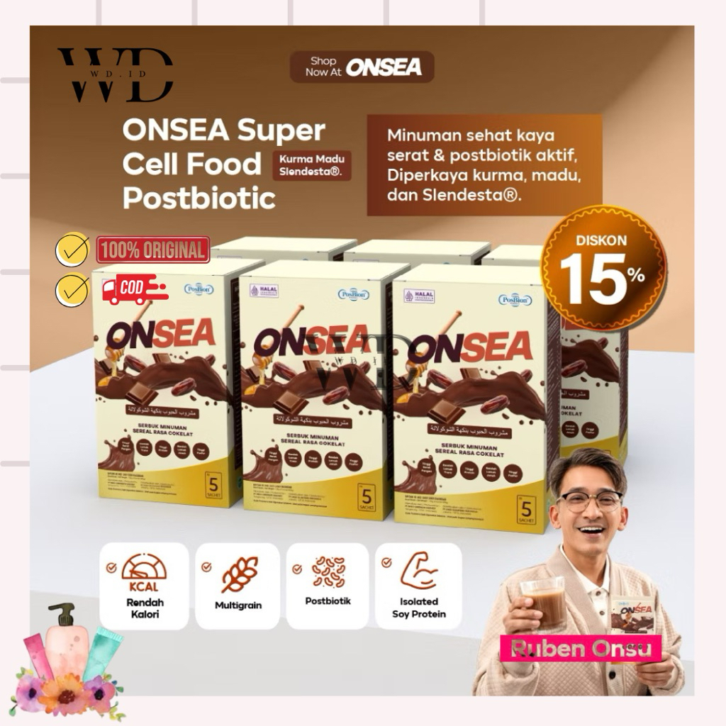 

ONSEA SUPER CELL FOOD (POSTBIOTIC SLENDESTA KURMA MADU) | Formulasi dari USA & Malaysia – Pengganti Makan Sehat dengan Multigrain, Protein & Vitamin Lengkap (6 BOX)