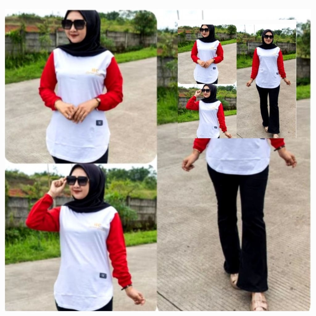 TERBARU Kaos Polos Wanita // Baju Tangan Panjang Wanita Model Belah pinggir Kaos JUMBO // Kaos Wanit
