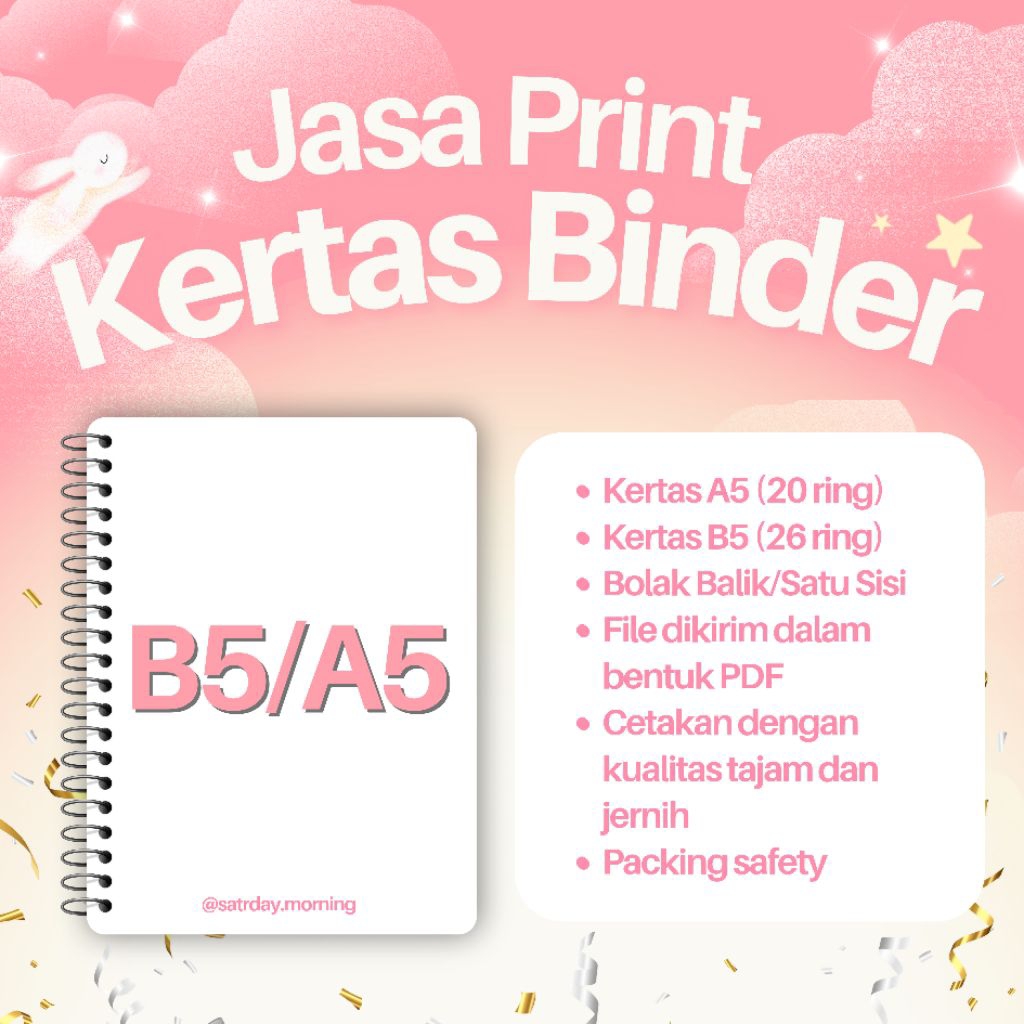 

Print Kertas Binder A5/B5 100 gsm (Berwarna/Hitam Putih)
