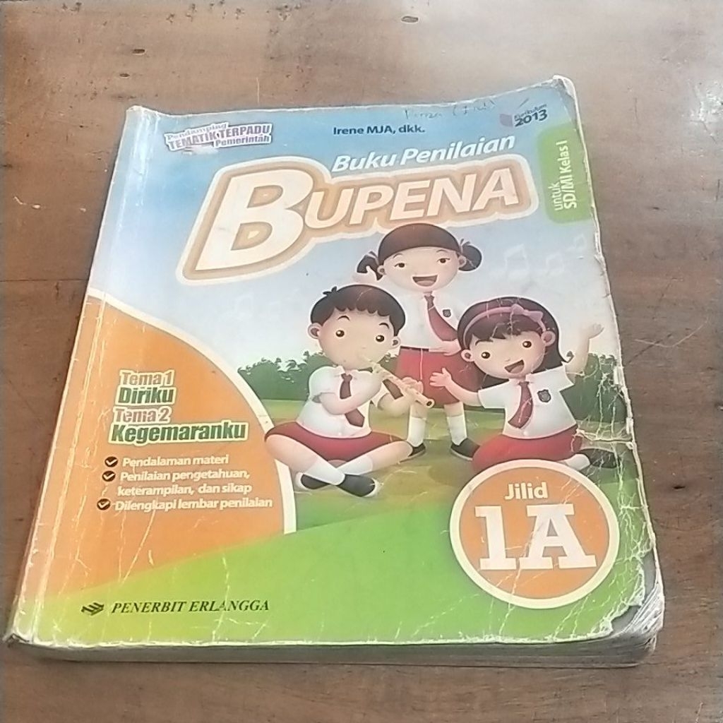 Buku paket Bupena 1A kelas 1 kurikulum 2013 kondisi bekas, untuk SD/MI penerbit erlangga