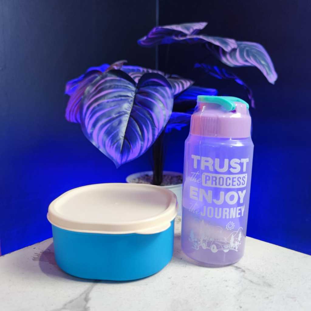 Kotak Makan Mini Kecil Anak 500 ML Lunch Box Wadah Bekal Cemilan Snack Bayi Lucu Tepak+BOTOL MINUM P