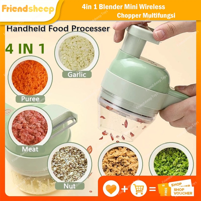 【Newest Version】Food Chopper Protable Mixer Blender Quatre Kapsule 4 In 1 Alat Pemotong Sayuran Hand