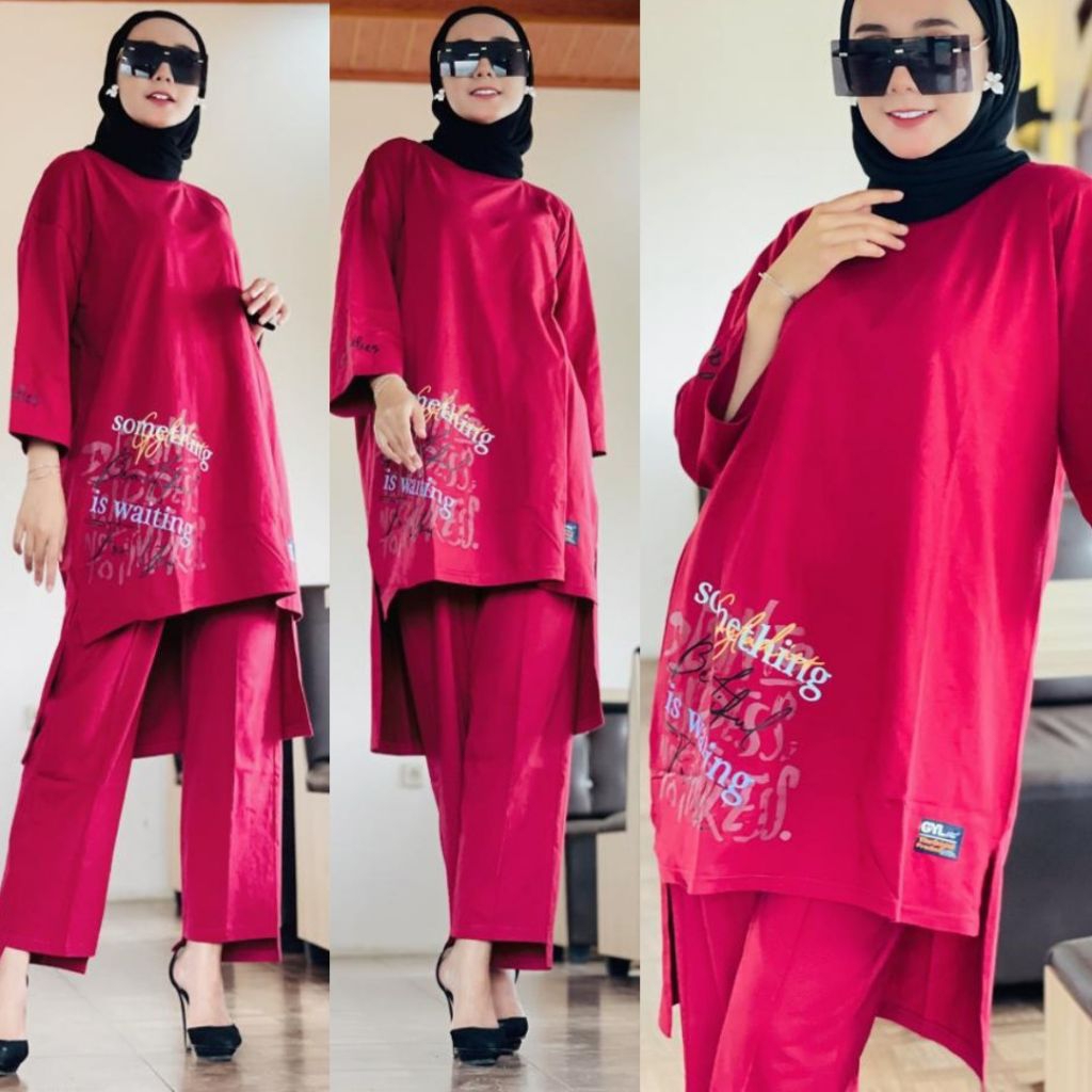 ONE SET TUNIK OVERSIZE by GYL | one set wanita | setelan kaos | set jumbo