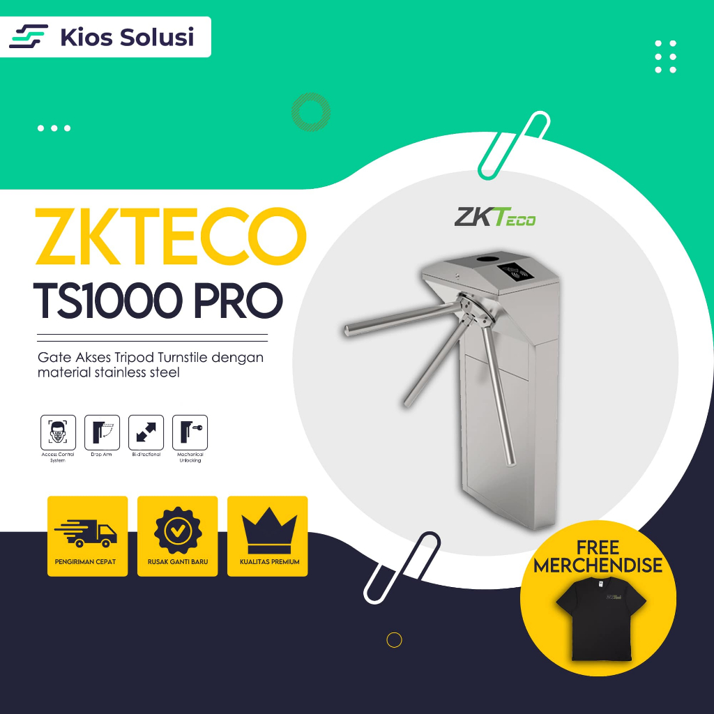 Gate Akses Tripod Turnstile ZKTECO TS1000 PRO ORIGINAL | Garansi Resmi
