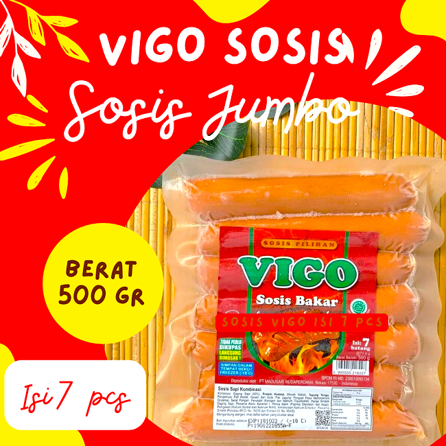 

Vigo Sosis Goreng Jumbo Isi 7pcs - Sosis Jumbo Bakar Goreng Merek Vigo 500gram