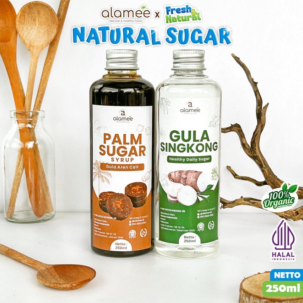 

ALAMEE Gula Aren Cair Singkong Ketela Palm Sugar Cair Organic Organik Pure Murni Sirup Pemanis 250ml fresh and natural