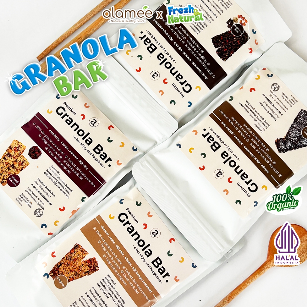 

ALAMEE Granola Bar Snackbar Dark Choco Mix Berries Cemilan Diet Healthy Snack Sehat Rendah Kalori fresh and natural