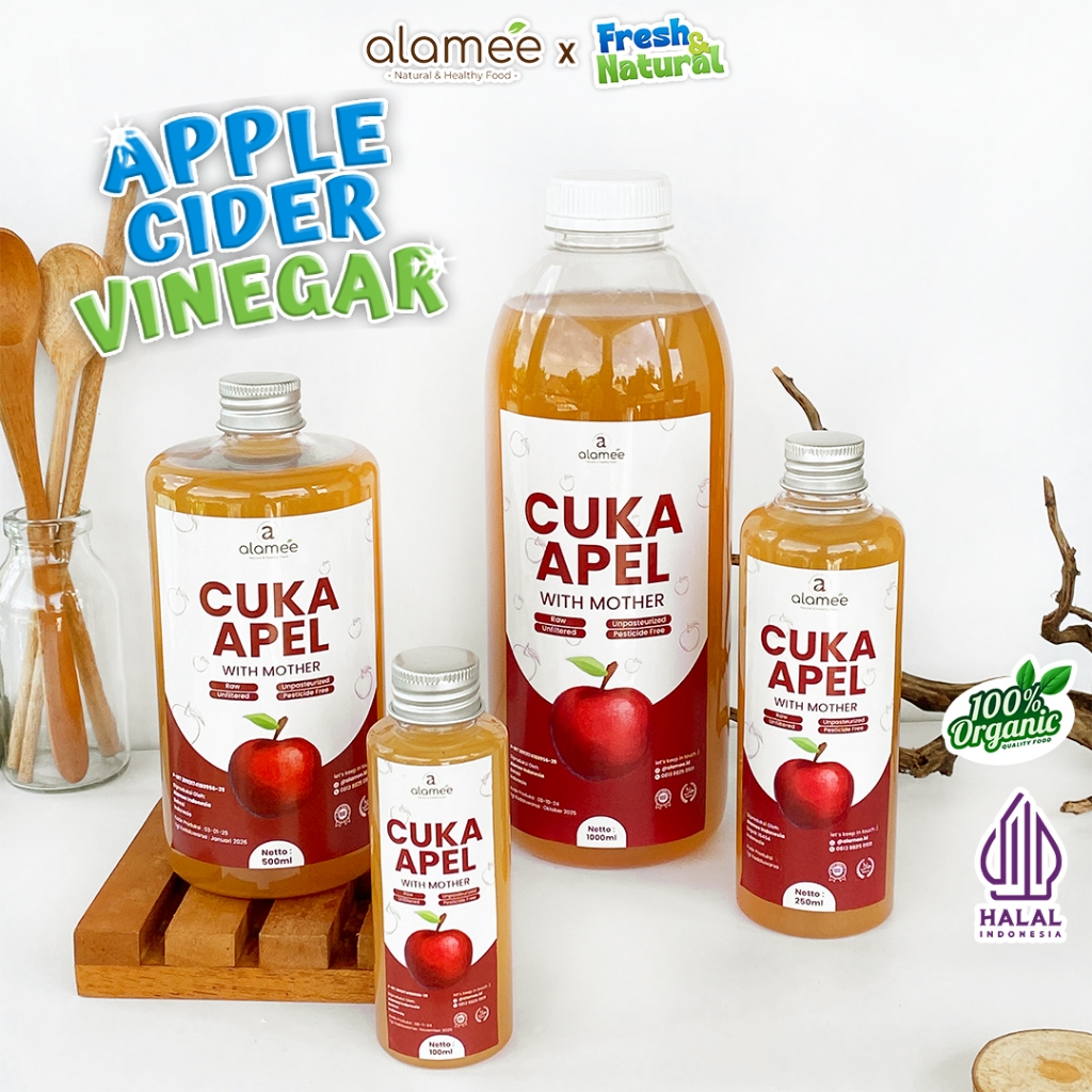 

ALAMEE Cuka Apel Original Vinegar With Mother Premium Organik Apple Cider Vinegar Sari Buah fresh and natural
