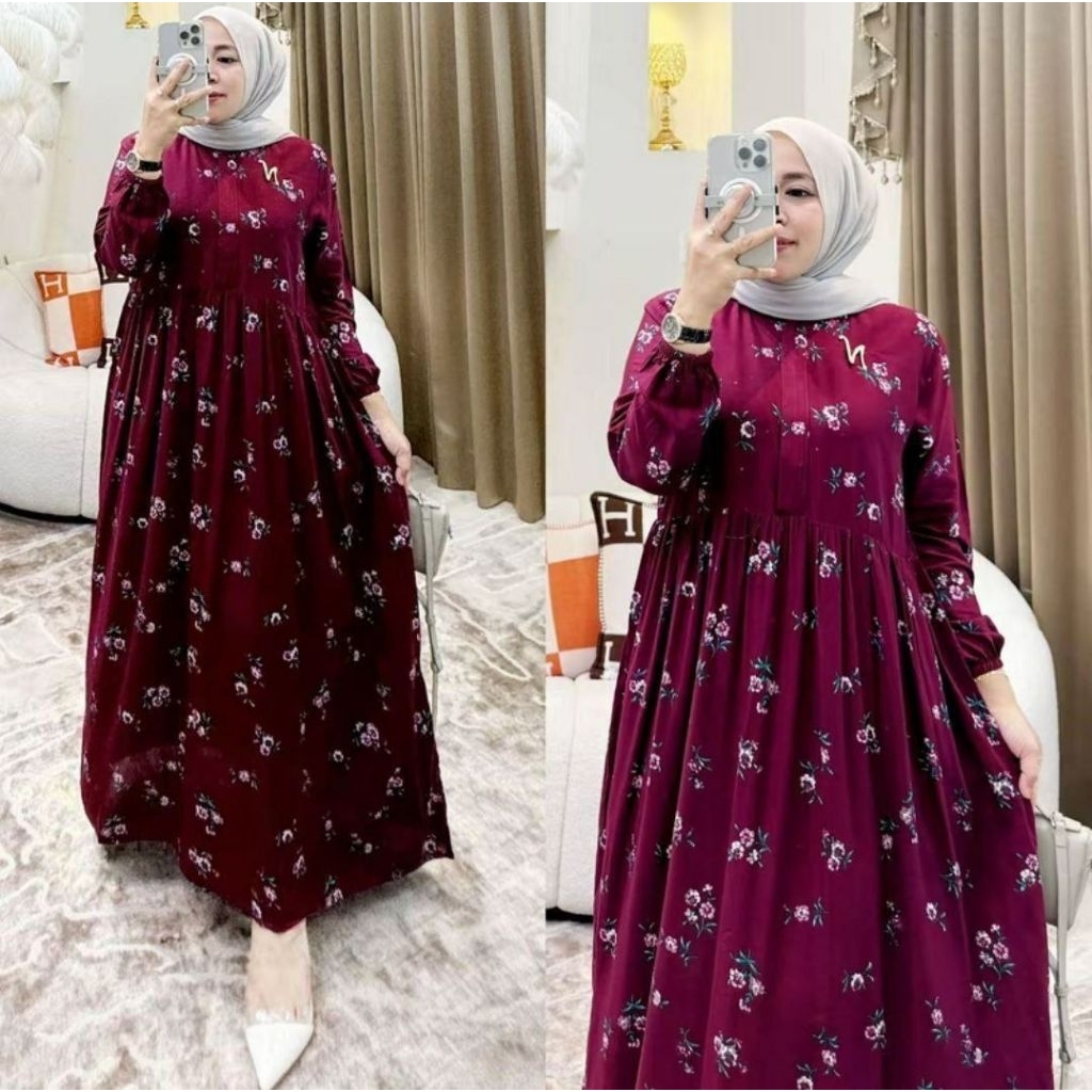 Gamis Midi Bahan Rayon Twill