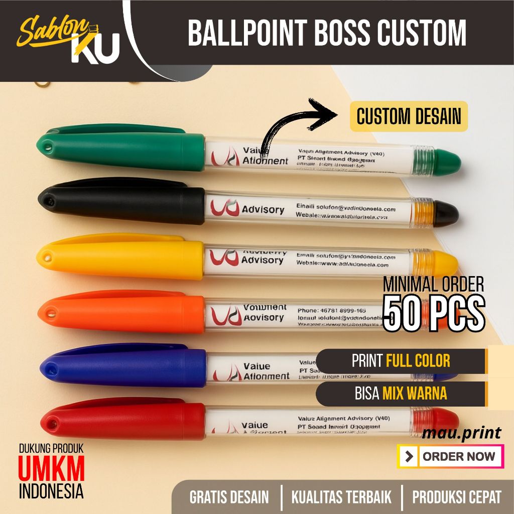 

Pulpen Ballpoint Bolpen pena Promosi Boss Gel biasa Souvenir Custom desain murah