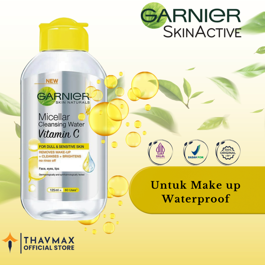 Garnier Micellar Brightening Vit C 125 ML | Untuk Make up Waterproof | Make Up Remover