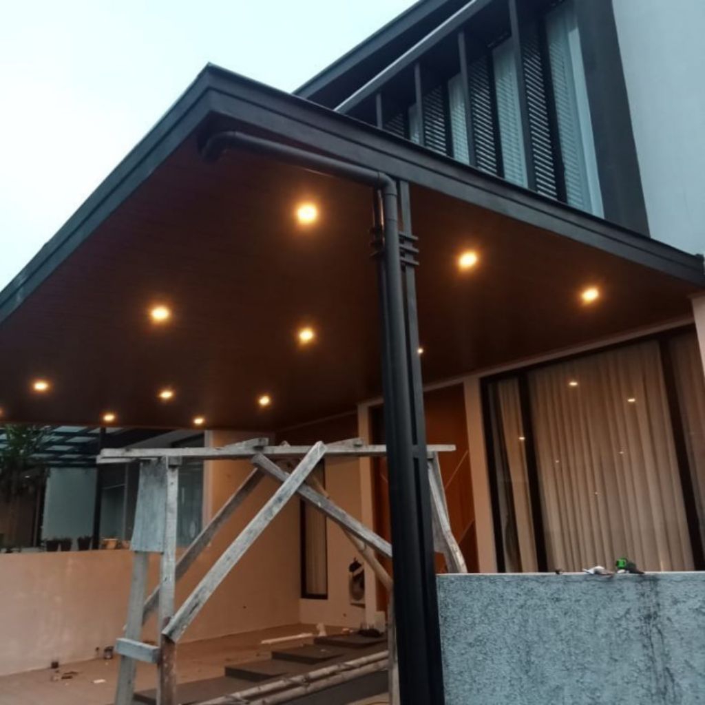 kanopi rangka baja atap alderon plafon pvc risplang grc