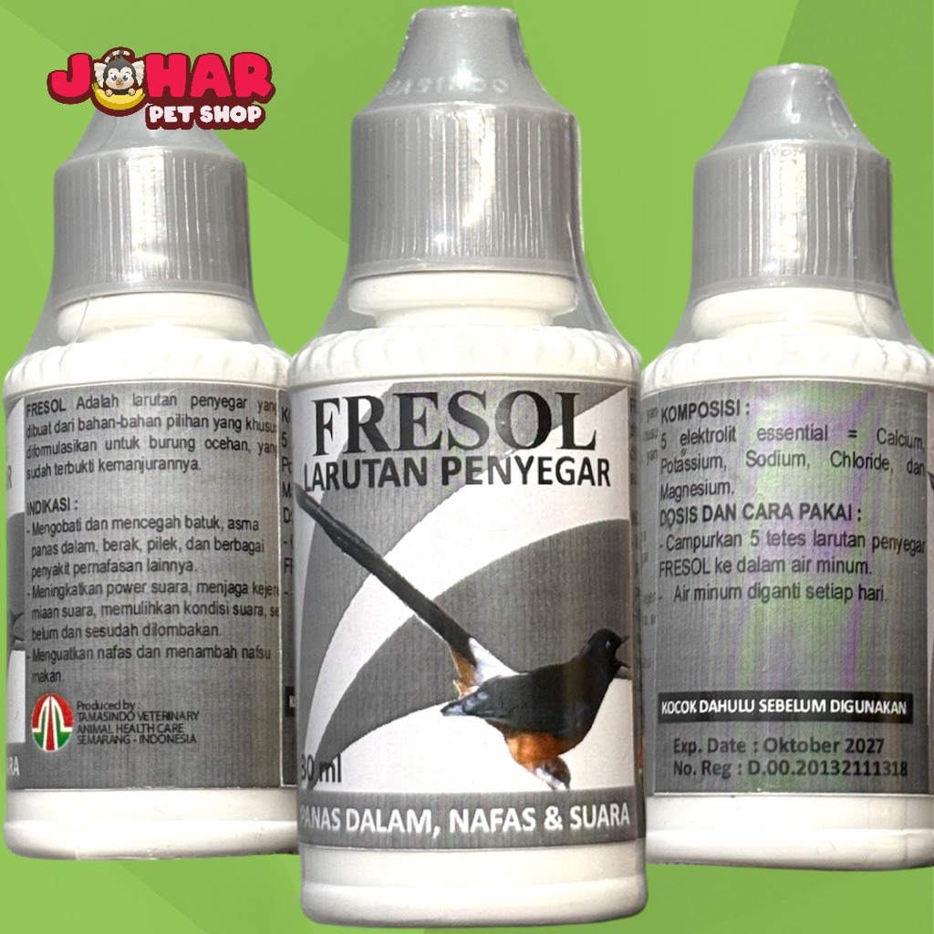 Fresol 30ml obat panas dalam serak nafas suara burung kicau murai kacer kenari cucak lovebird