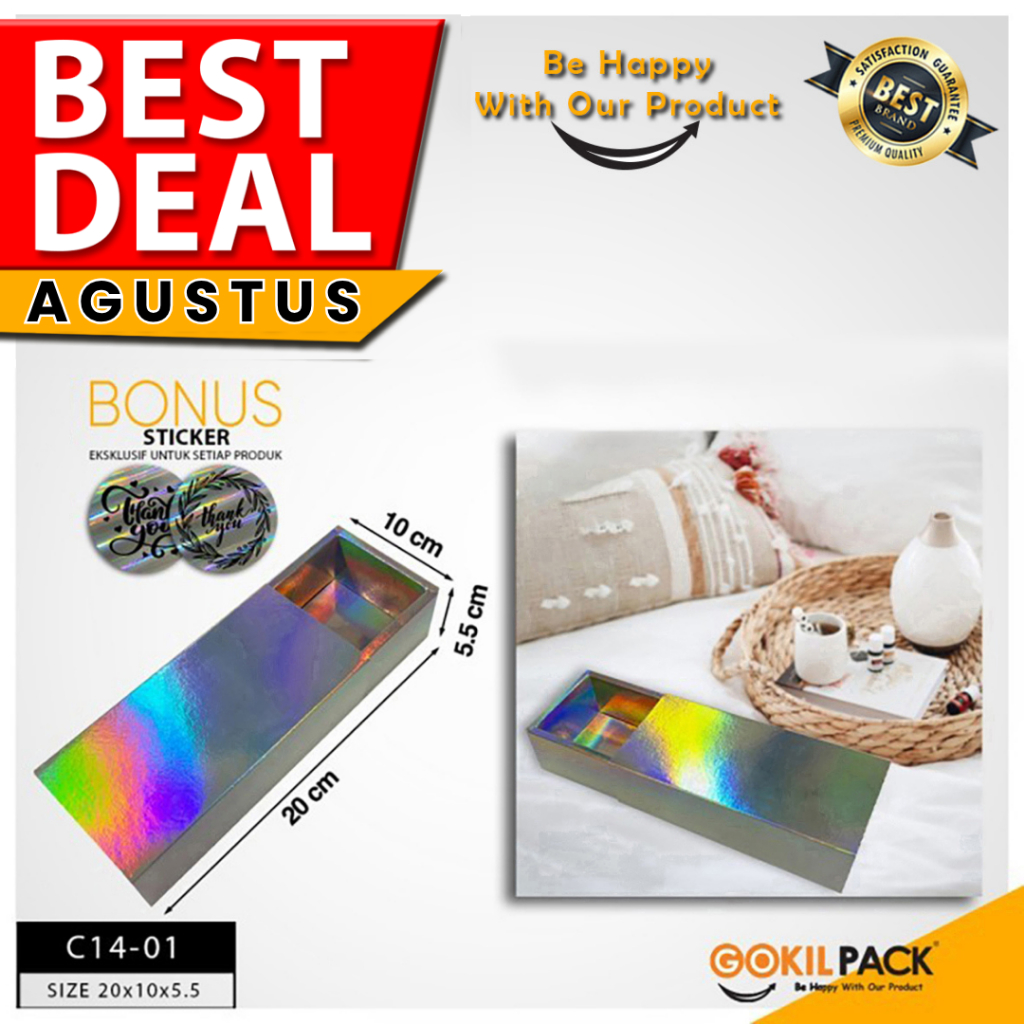 

Kotak Hologram - Box Packaging Silver Hologram Mewah - Box Hadiah - C14