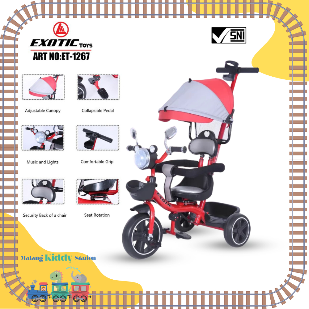 SEPEDA RODA TIGA KANOPI DORONGAN TRICYCLE EXOTIC ET-1267