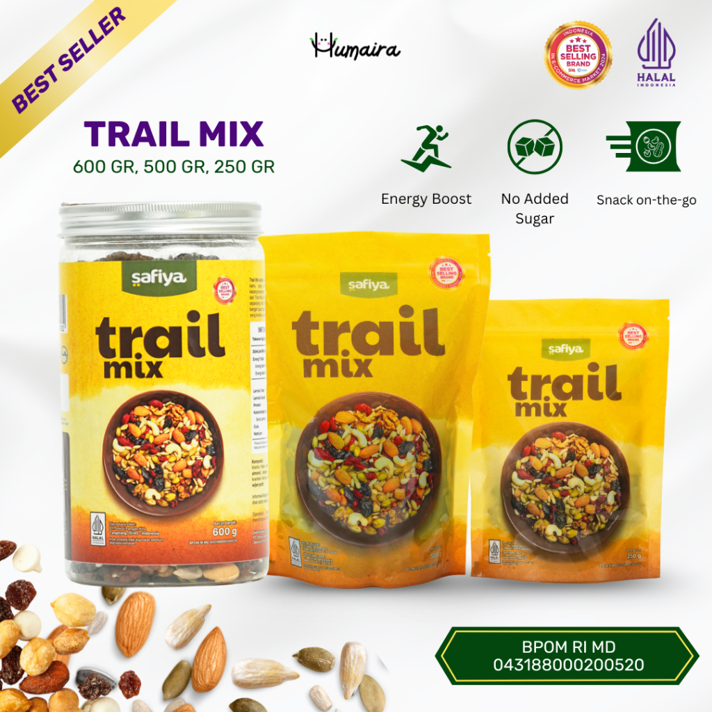 

Trail Mix Safiya 500 Gram - Dried Mixed Fruit Seed and Nut Cemilan Sehat Original
