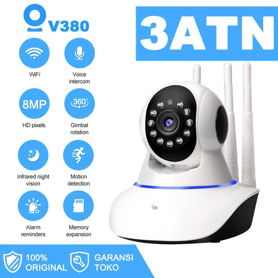 V380 3ATN IP Camera CCTV 8MP WiFi Kamera 3 Antena 360 Panorama motion detection night vision