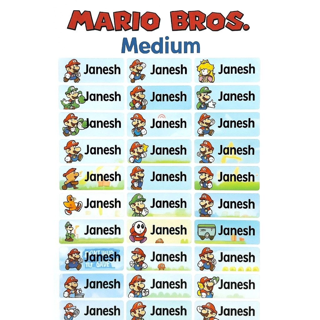 

Label Nama Stiker Waterproof Mario Bros