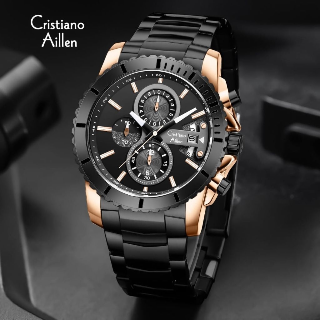BUY 1 GET 1JAM TANGAN PRIA CRISTIANO AILLEN ORIGINAL CHRONO AKTIF SEMUA 8898