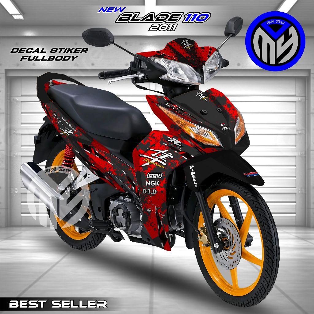 Decal Sticker Honda New Blade 110 2011 Full Body Motif Hayabusa - Stiker Variasi Motor Blade 110 New