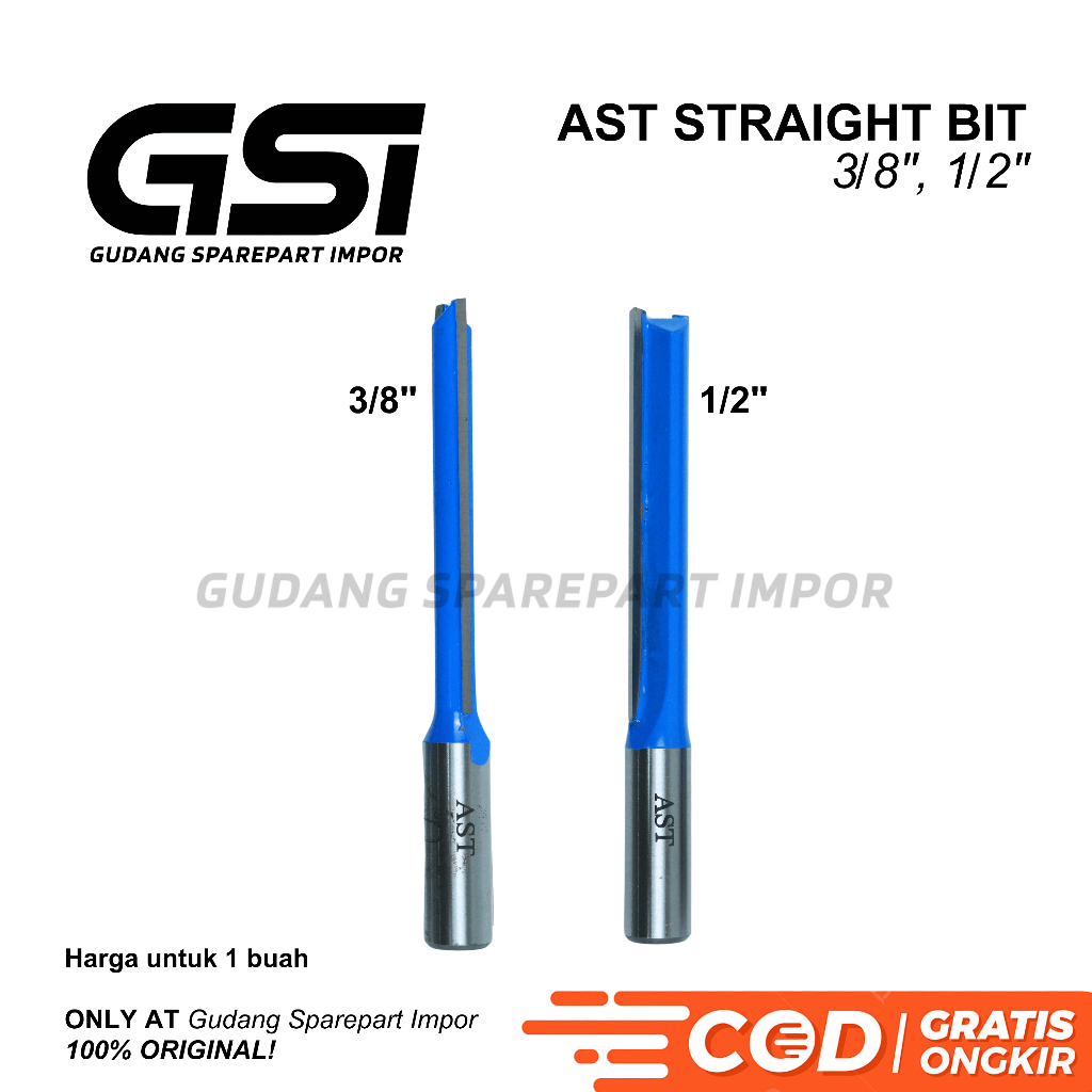 AST Mata Profil Straight Bit Panjang Lurus / Long Straight Bit 1/2" dan 3/8"