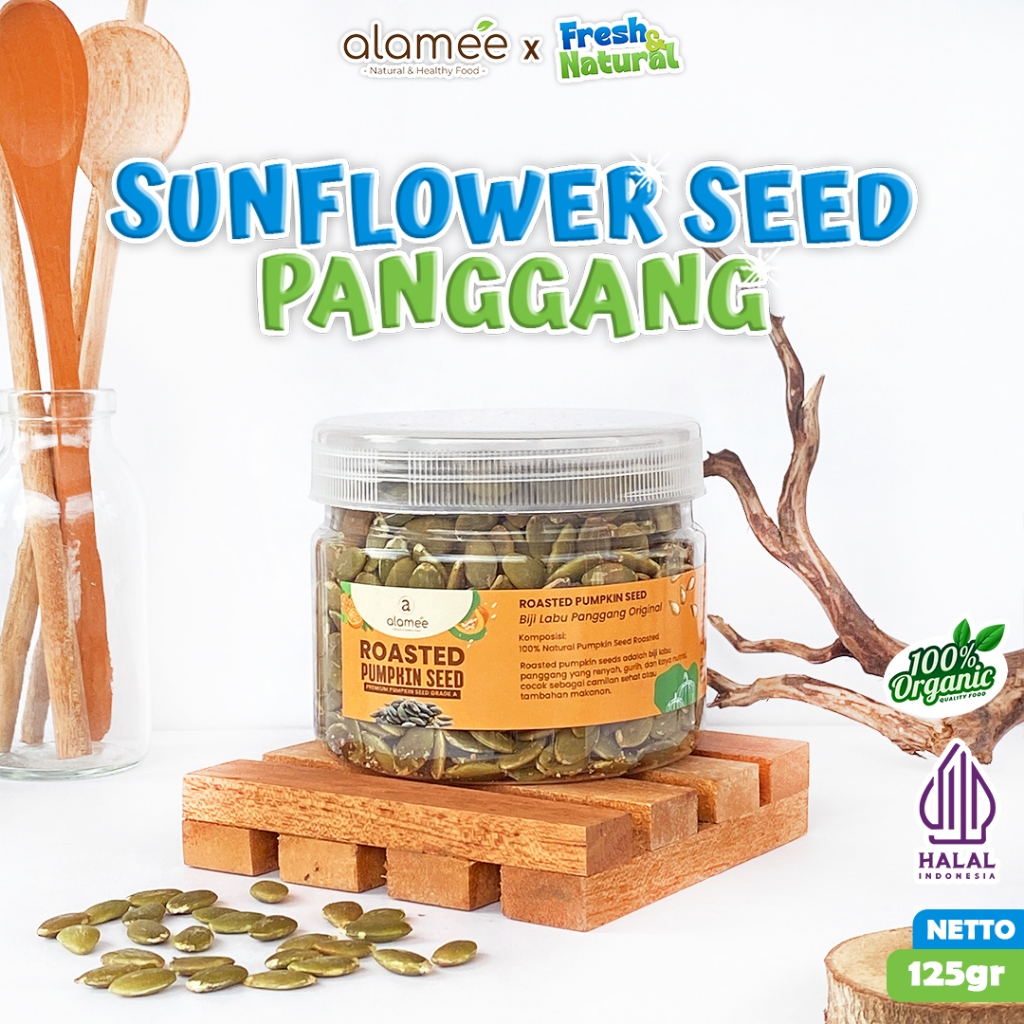 

ALAMEE Roasted Sunflower Seed Biji Bunga Matahari Kupas Oven Biji Kuaci Panggang PREMIUM 125gr fresh and natural