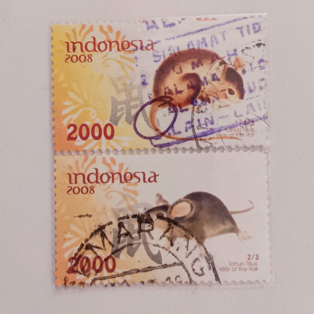 

(AB) Perangko Indonesia 2008 Tahun Tikus Set 2 pcs Used
