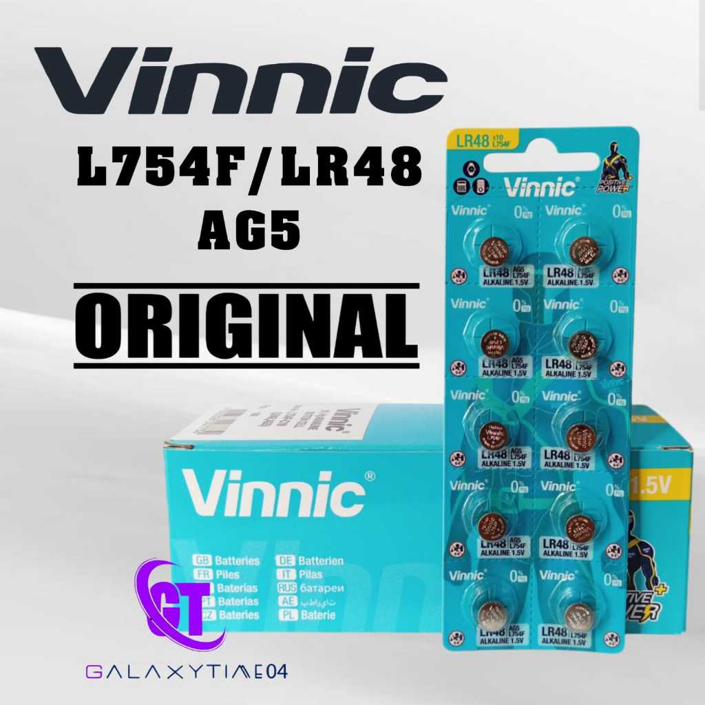 Baterai Vinnic LR48 Alkaline Battery Batre Alat Bantu Dengar  L754F LR754 Ag5 Original Perlambar